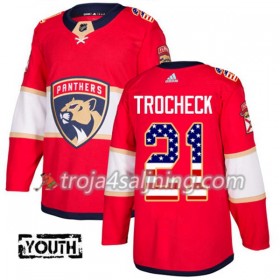 Florida Panthers tröja Vincent Trocheck 21 Röd USA Flag Fashion 2017-2018 Adidas Authentic - NHL Tröjor Barn